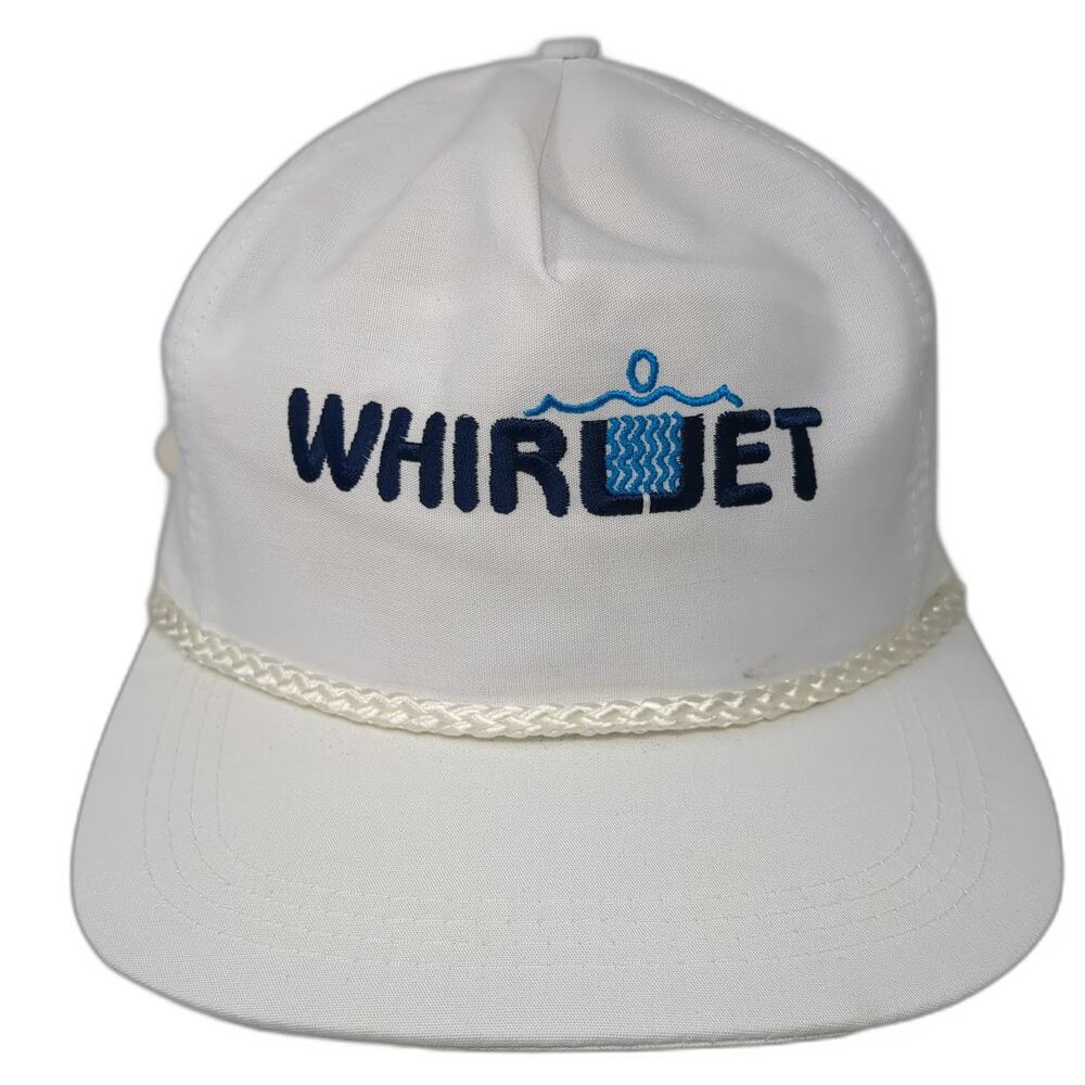 Sportcap 5 Panel White One Size Hat Rope Brim Whirljet Embroidered Strapback